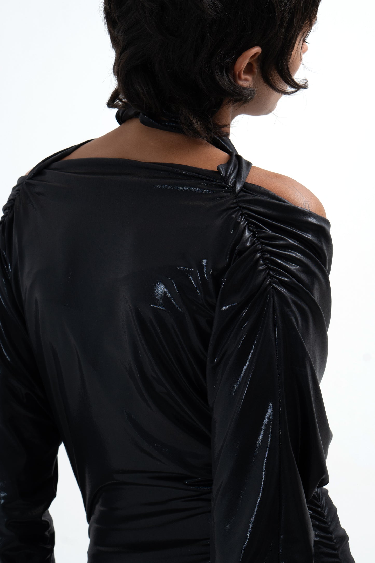 Long liquid ruffled dress