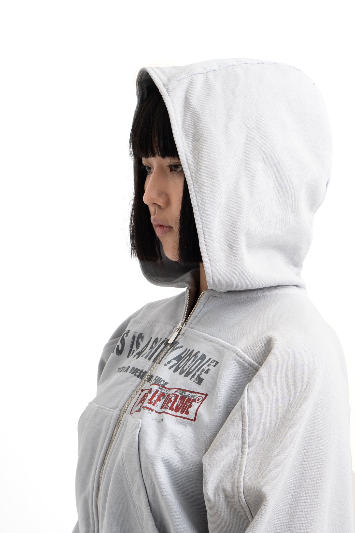 Grey IDGAF Zip Hoodie