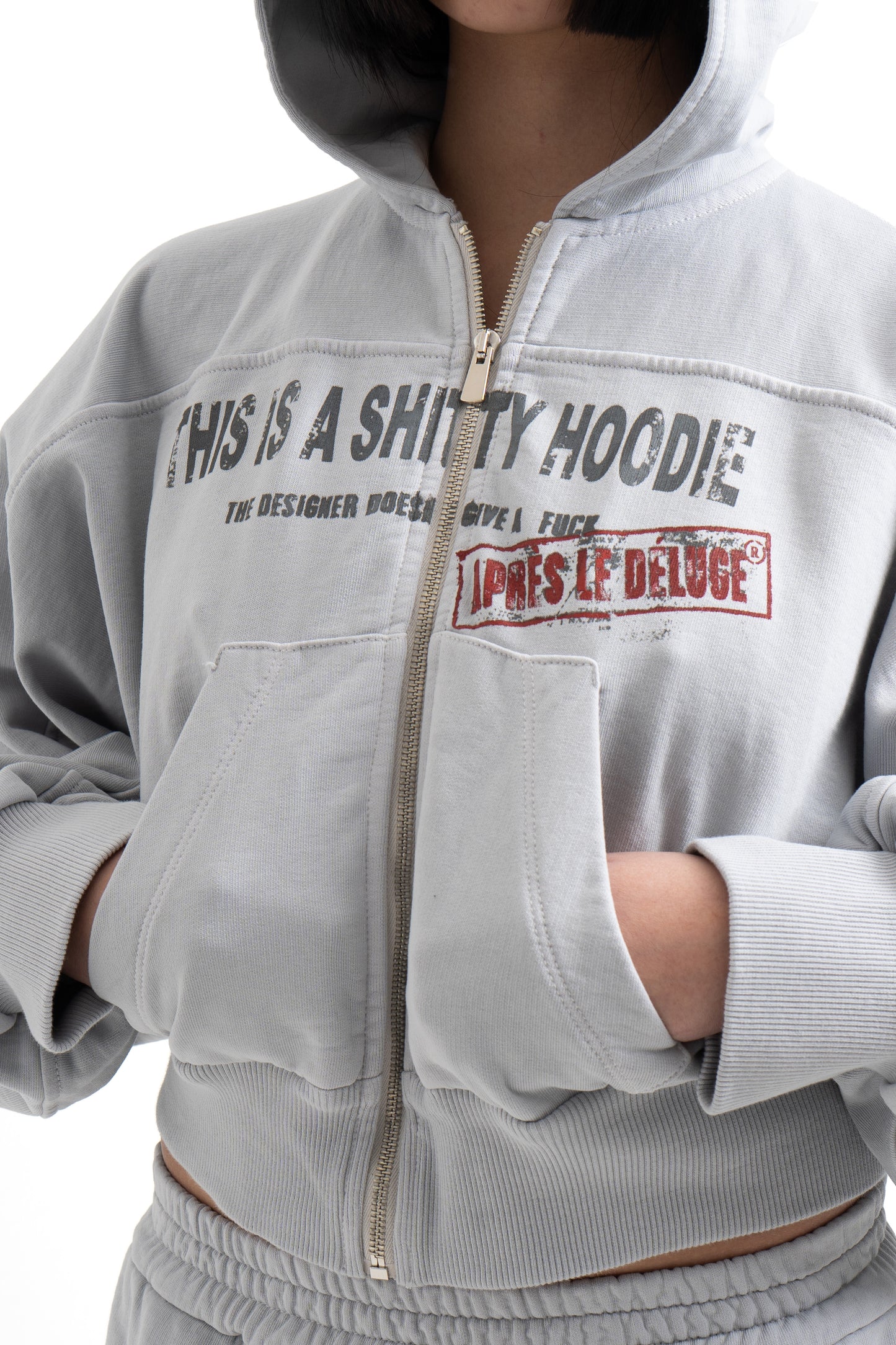 Grey IDGAF Zip Hoodie