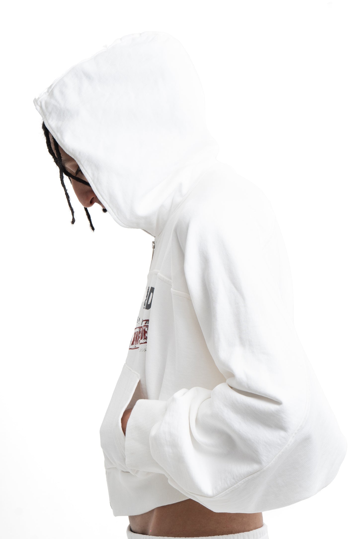 White IDGAF Zip Hoodie