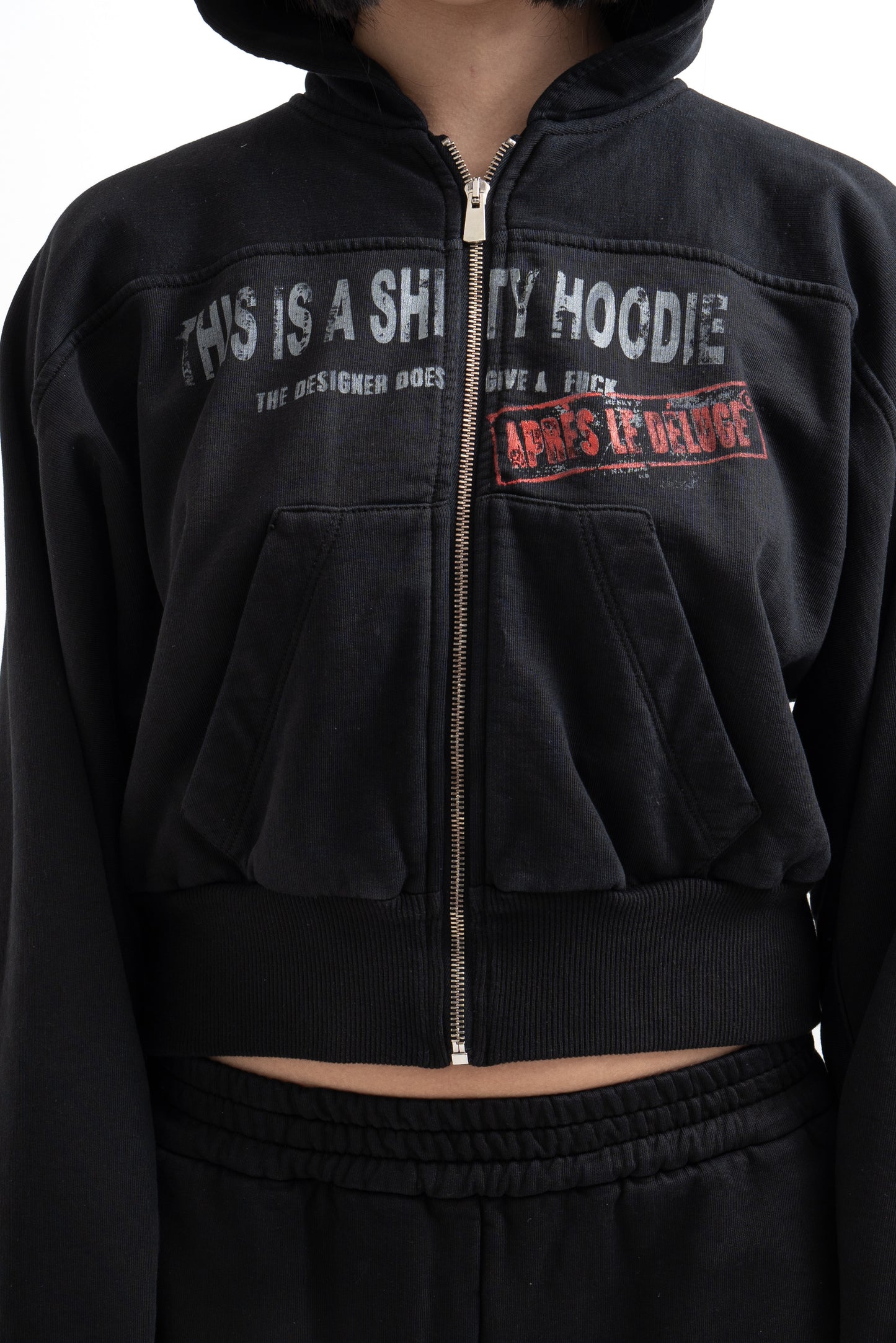 Black IDGAF Zip Hoodie