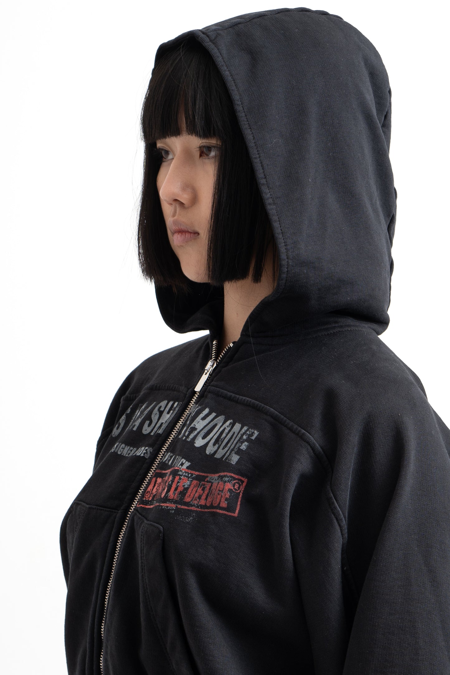 Black IDGAF Zip Hoodie