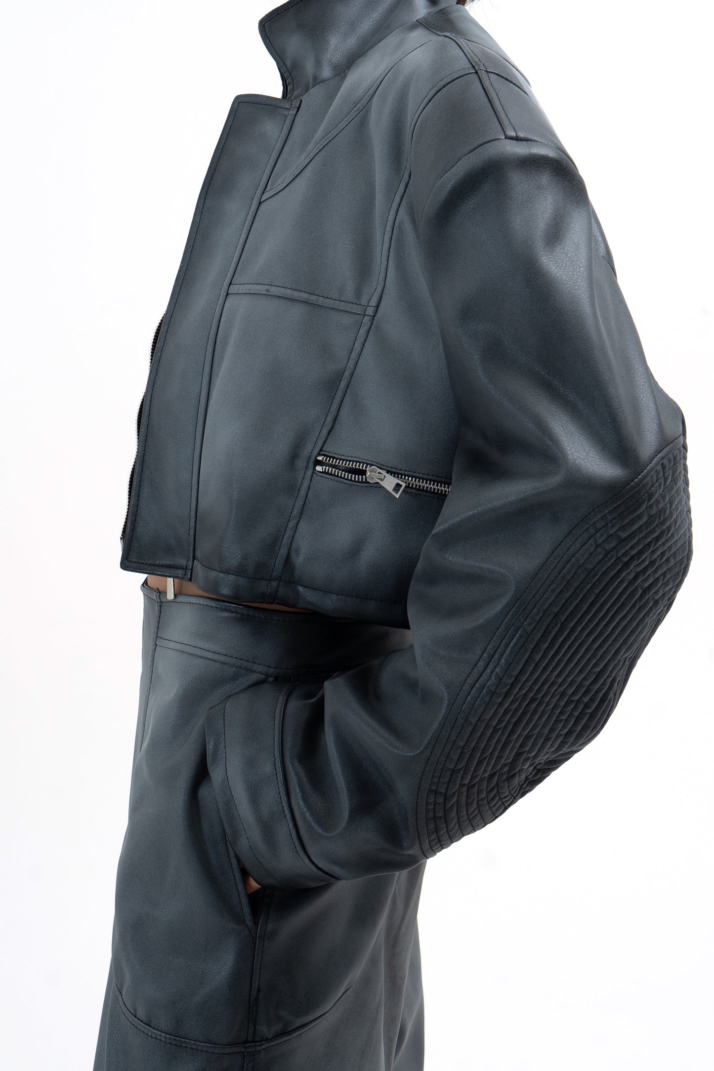 Cropped biker jacket
